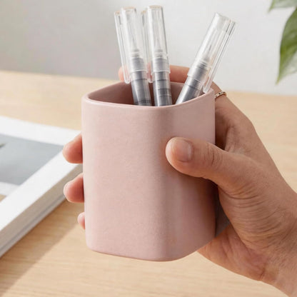 Ceramic Pen Holder Set of 2, Pencil Cup for Desk, Matte gray