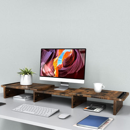Dual Monitor Stand Riser with Adjustable Length and Angle