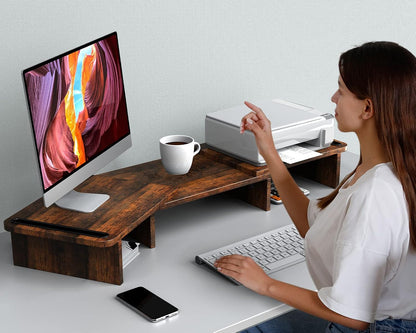 Dual Monitor Stand Riser with Adjustable Length and Angle