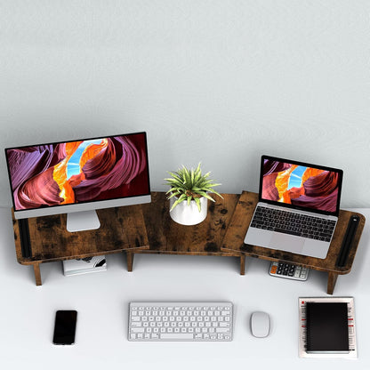 Dual Monitor Stand Riser with Adjustable Length and Angle