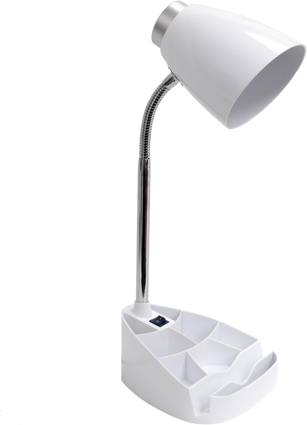 Creekwood Home 18.5" Flexible Gooseneck Organizer Desk Lamp with Phone/iPad/Tablet Stand for Office, Bedroom, Study, Bedroom, Library, White