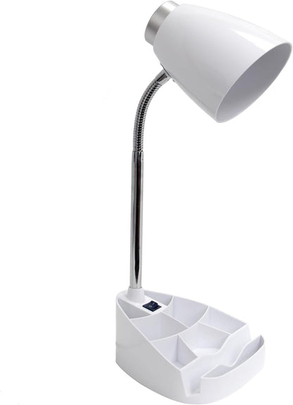 Creekwood Home 18.5" Flexible Gooseneck Organizer Desk Lamp with Phone/iPad/Tablet Stand for Office, Bedroom, Study, Bedroom, Library, White