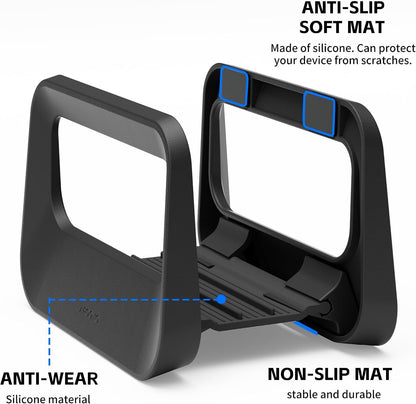 Vertical Laptop Stand for Desk,Plastics Laptop Holder Dock with Silicone Protection,Compatible with All MacBook/Surface/Samsung/HP/Dell/Chrome Book (Black)