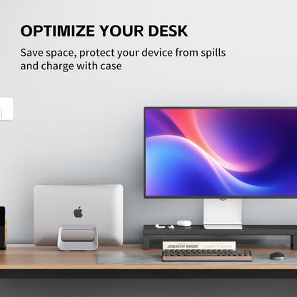 Vertical Laptop Stand for Desk,Plastics Laptop Holder Dock with Silicone Protection,Compatible with All MacBook/Surface/Samsung/HP/Dell/Chrome Book (Black)