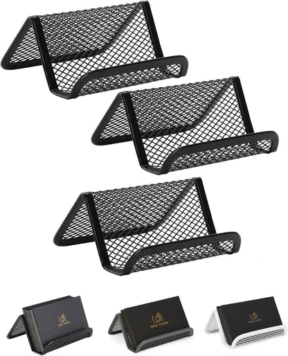 Metal Mesh Business Card Holders, 3 Pack, Black