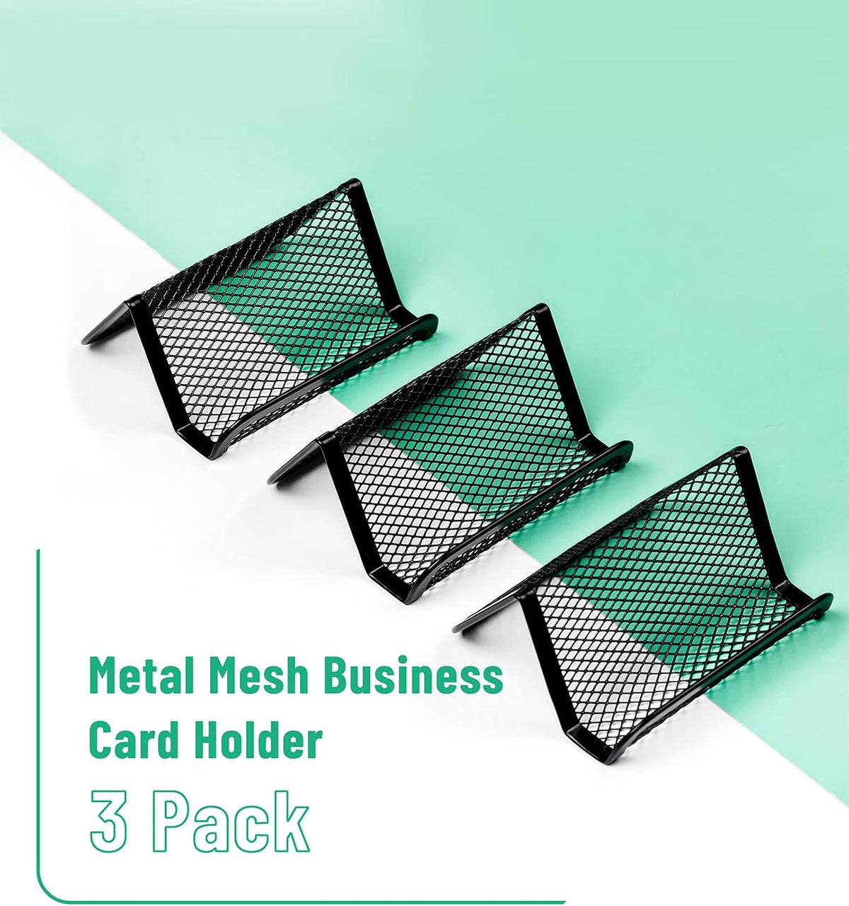 Metal Mesh Business Card Holders, 3 Pack, Black