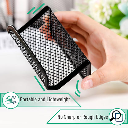 Metal Mesh Business Card Holders, 3 Pack, Black
