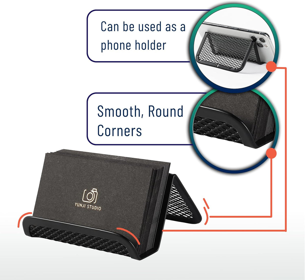 Metal Mesh Business Card Holders, 3 Pack, Black