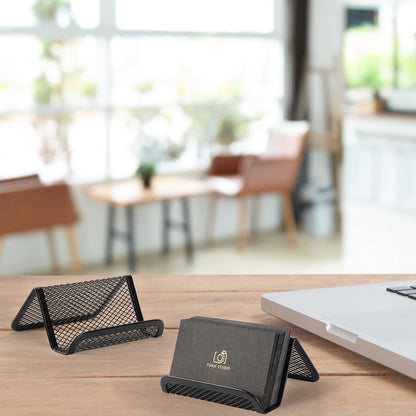 Metal Mesh Business Card Holders, 3 Pack, Black