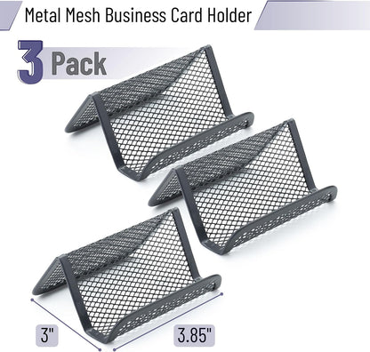 Metal Mesh Business Card Holders, 3 Pack, Black