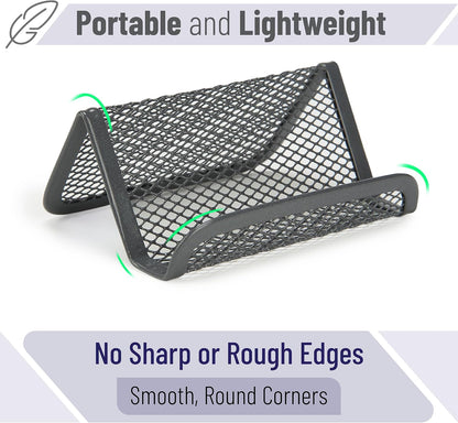 Metal Mesh Business Card Holders, 3 Pack, Black