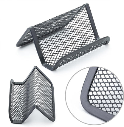 Metal Mesh Business Card Holders, 3 Pack, Black
