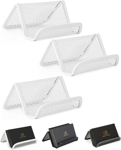Metal Mesh Business Card Holders, 3 Pack, Black