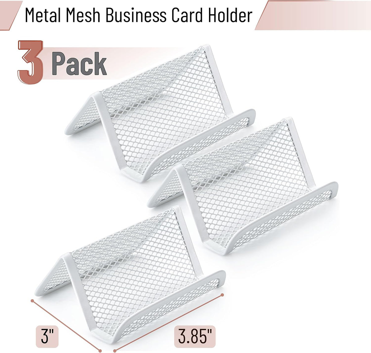 Metal Mesh Business Card Holders, 3 Pack, Black