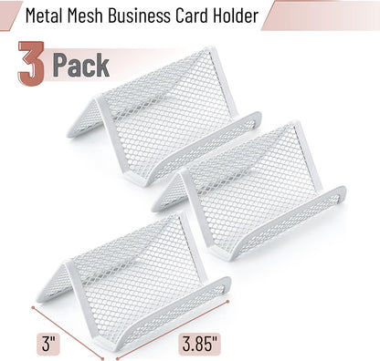 Metal Mesh Business Card Holders, 3 Pack, Black