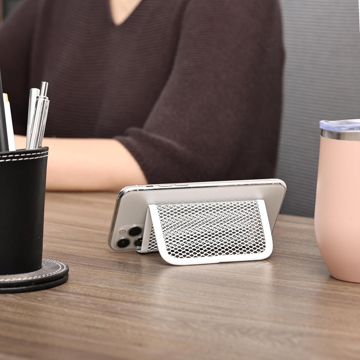 Metal Mesh Business Card Holders, 3 Pack, Black