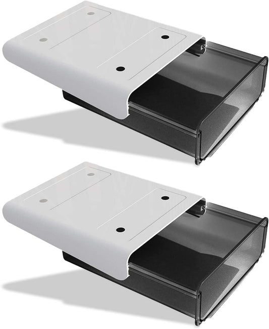 Under Desk Drawer Organizer,2 Pack Self-Adhesive Attachable Under Desk Storage Drawer, Hidden Desk Drawer Slide-out, Stick on Drawer Under Mounted for Office Home Closet Stationery