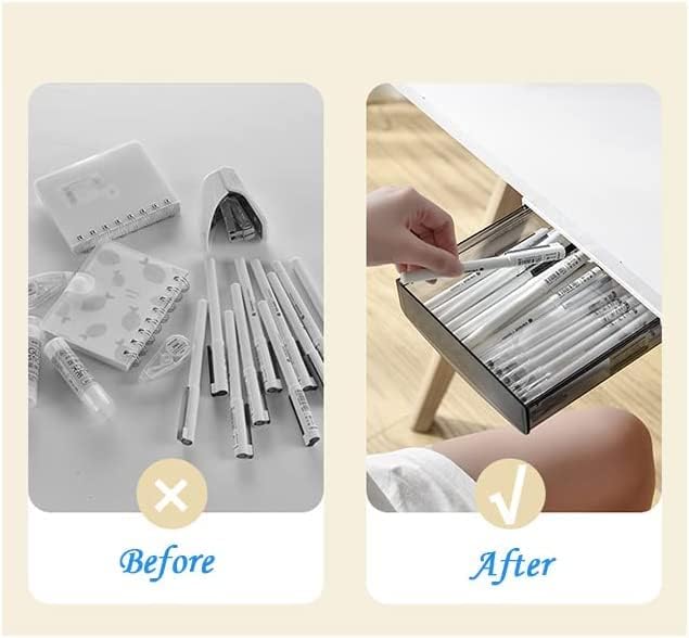 Under Desk Drawer Organizer,2 Pack Self-Adhesive Attachable Under Desk Storage Drawer, Hidden Desk Drawer Slide-out, Stick on Drawer Under Mounted for Office Home Closet Stationery