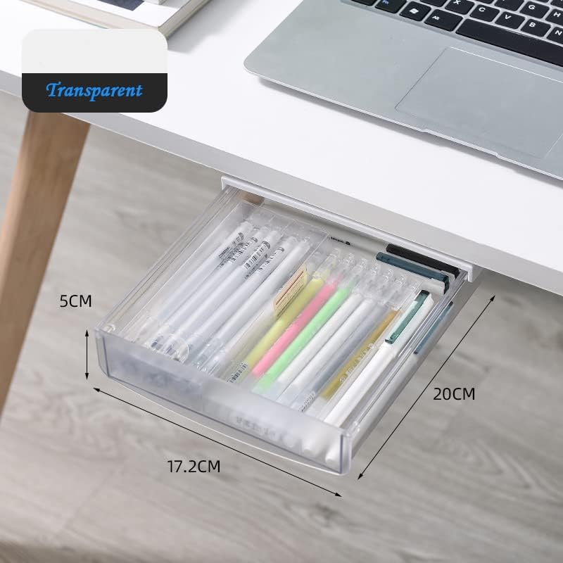 Under Desk Drawer Organizer,2 Pack Self-Adhesive Attachable Under Desk Storage Drawer, Hidden Desk Drawer Slide-out, Stick on Drawer Under Mounted for Office Home Closet Stationery