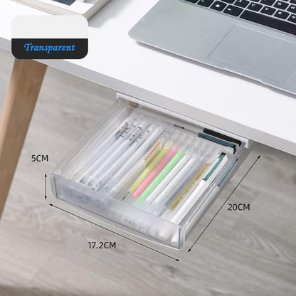 Under Desk Drawer Organizer,2 Pack Self-Adhesive Attachable Under Desk Storage Drawer, Hidden Desk Drawer Slide-out, Stick on Drawer Under Mounted for Office Home Closet Stationery
