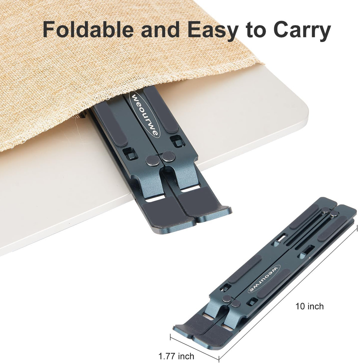 Ergonomic and Foldable Laptop Stand for Desk, Adjustable Riser, Fits All Laptops and Notebooks up to 17,Ultra-Thin,Ventilated Cooling,ABS+Silicone,Silver.