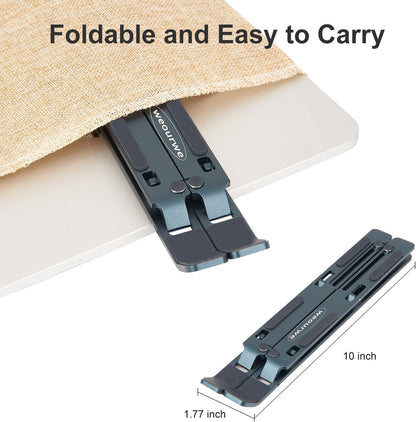 Ergonomic and Foldable Laptop Stand for Desk, Adjustable Riser, Fits All Laptops and Notebooks up to 17,Ultra-Thin,Ventilated Cooling,ABS+Silicone,Silver.