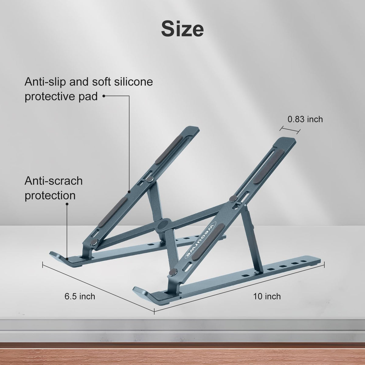 Ergonomic and Foldable Laptop Stand for Desk, Adjustable Riser, Fits All Laptops and Notebooks up to 17,Ultra-Thin,Ventilated Cooling,ABS+Silicone,Silver.