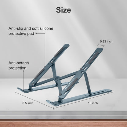 Ergonomic and Foldable Laptop Stand for Desk, Adjustable Riser, Fits All Laptops and Notebooks up to 17,Ultra-Thin,Ventilated Cooling,ABS+Silicone,Silver.