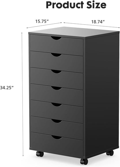 7 Drawer File Cabinet on Wheels, Printer Stand