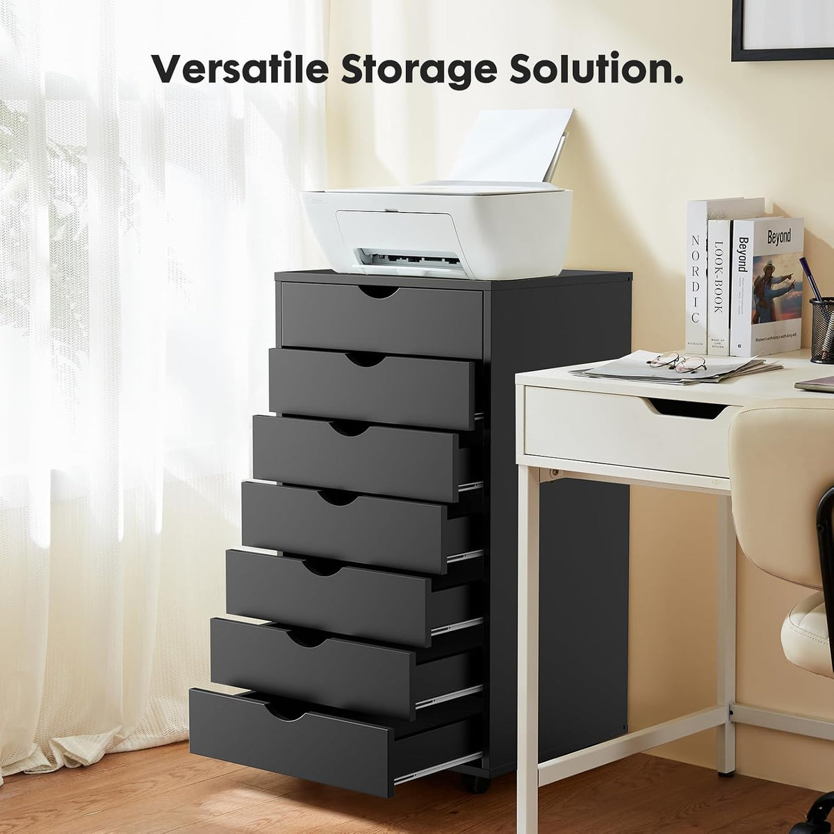 7 Drawer File Cabinet on Wheels, Printer Stand