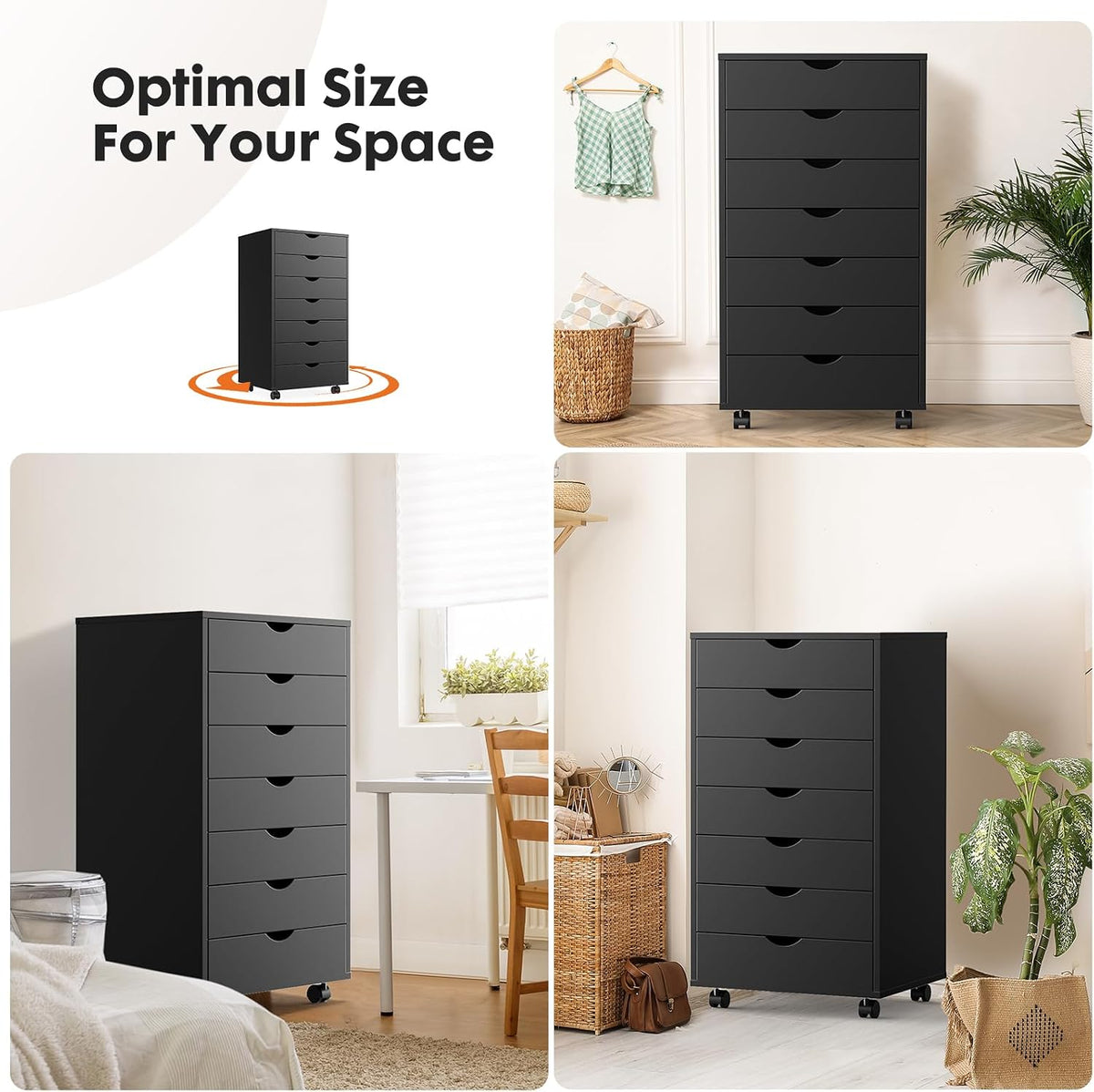 7 Drawer File Cabinet on Wheels, Printer Stand