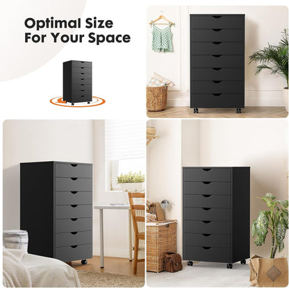 7 Drawer File Cabinet on Wheels, Printer Stand