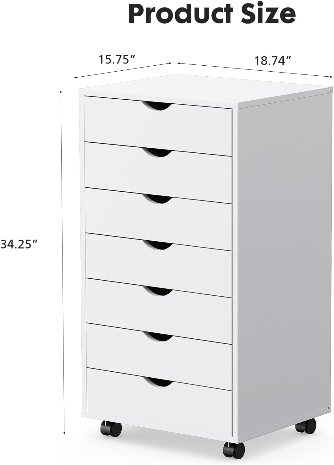 7 Drawer File Cabinet on Wheels, Printer Stand