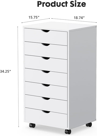7 Drawer File Cabinet on Wheels, Printer Stand