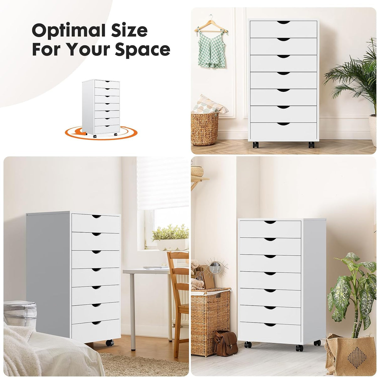 7 Drawer File Cabinet on Wheels, Printer Stand
