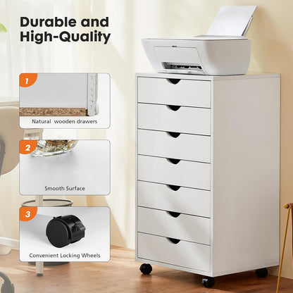 7 Drawer File Cabinet on Wheels, Printer Stand