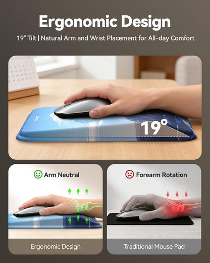 Ergonomic Mouse Pad with Wrist Rest, All-Day Comfort & Pain Relief