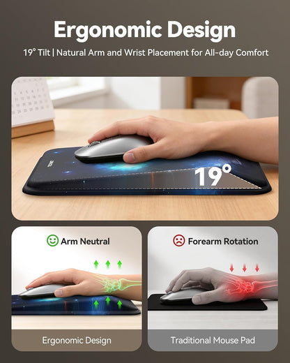 Ergonomic Mouse Pad with Wrist Rest, All-Day Comfort & Pain Relief