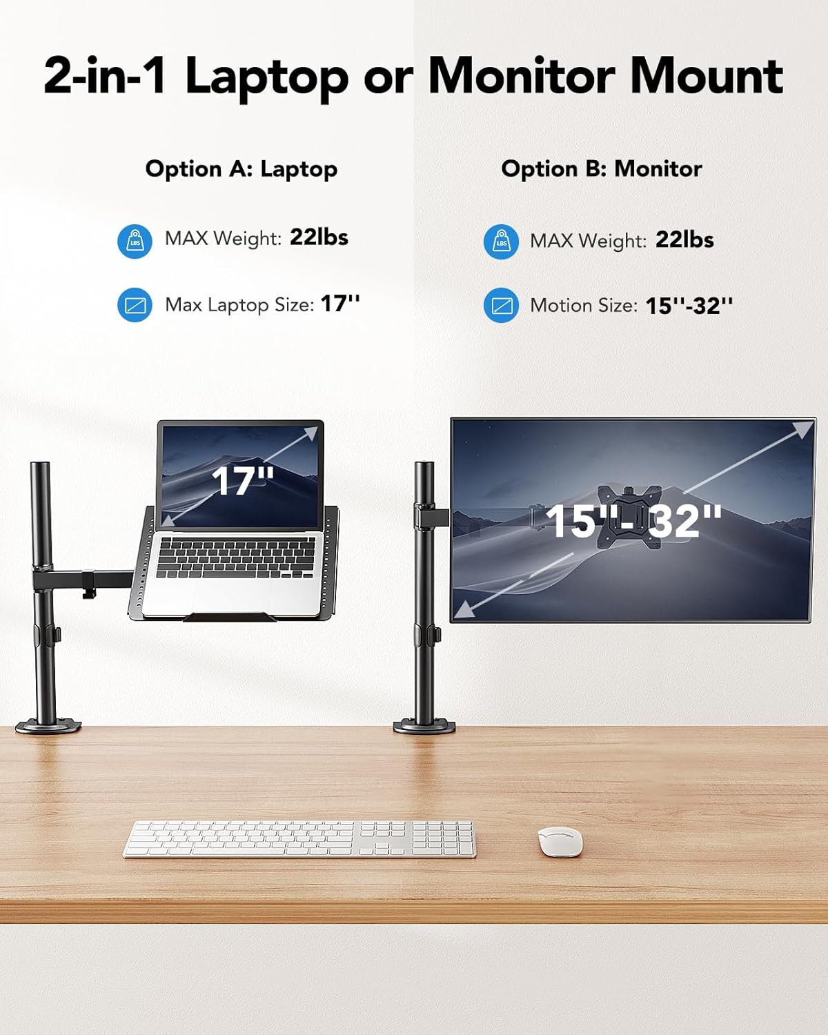 Laptop Desk Mount - 17' to 32' Monitor Arm