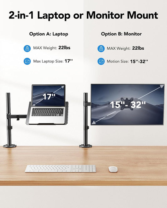 Laptop Desk Mount - 17' to 32' Monitor Arm