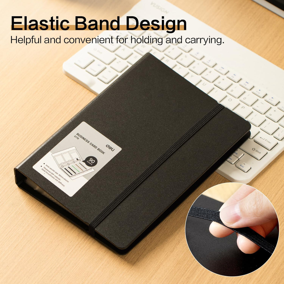 deli Business Card Book Holder, Business Card Organizer, Black