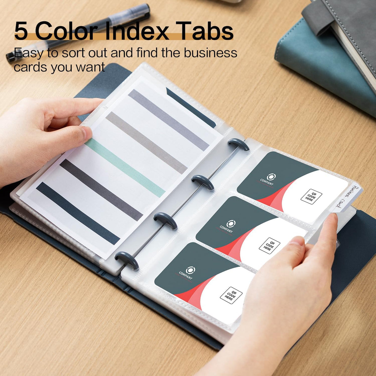 deli Business Card Book Holder, Business Card Organizer, Black