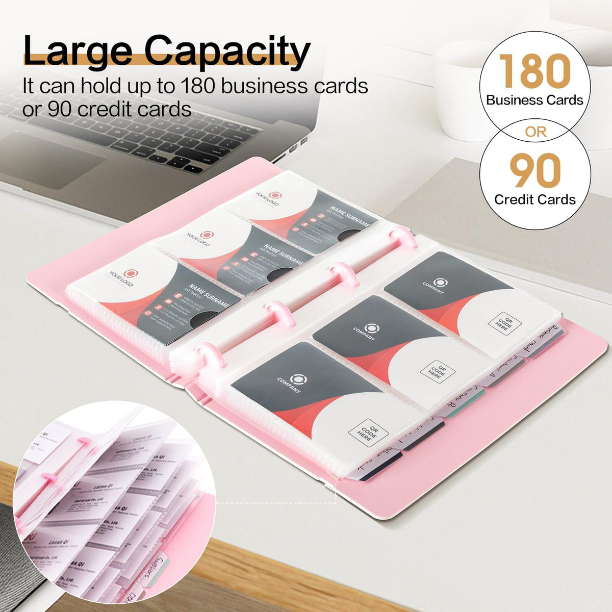 deli Business Card Book Holder, Business Card Organizer, Black