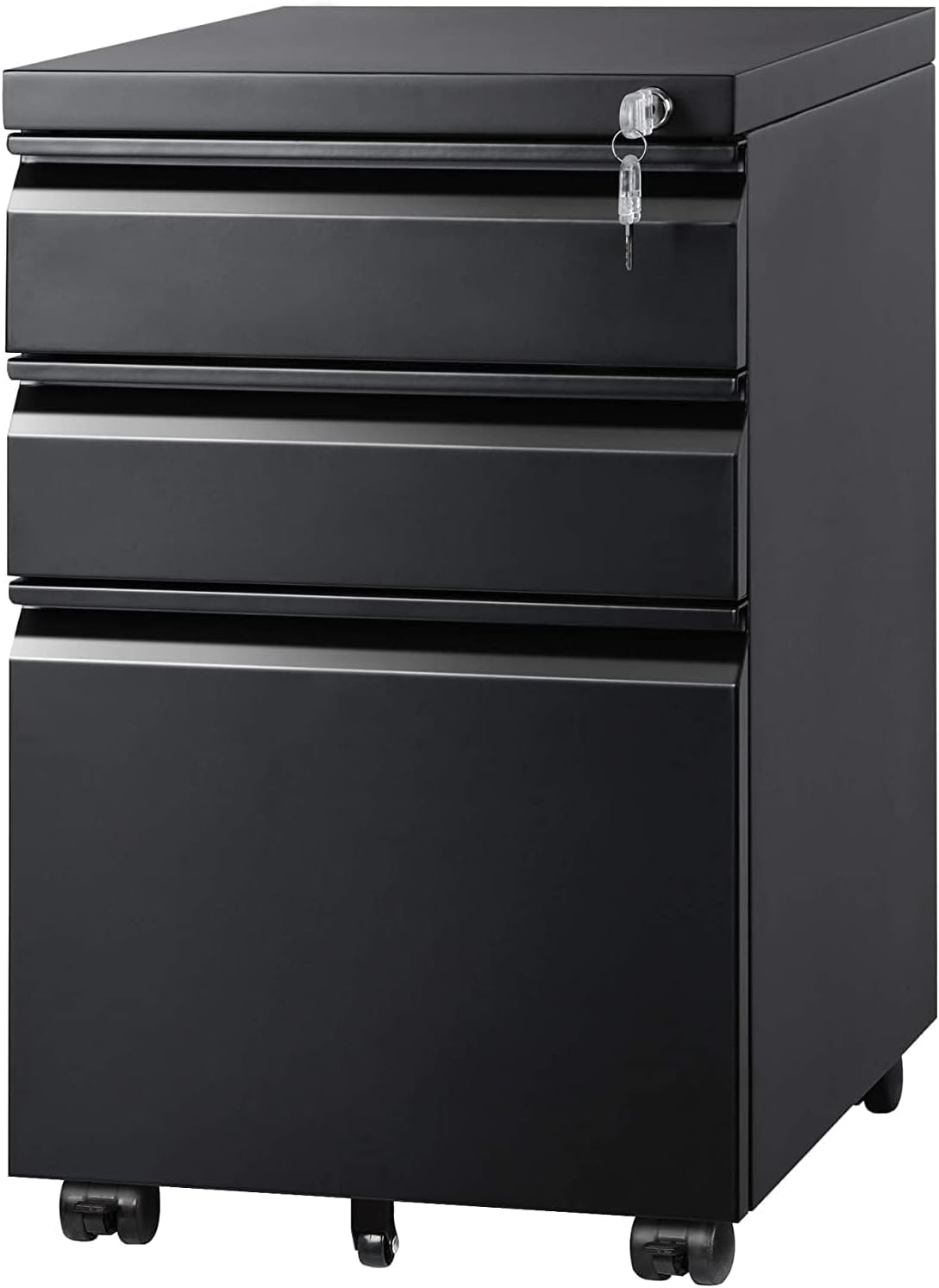 3 Drawer File Cabinet with Lock, Fully Assembled Except Casters