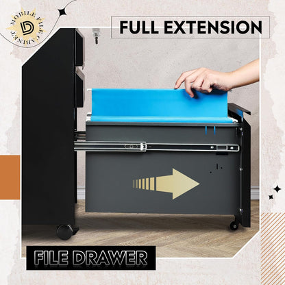 3 Drawer File Cabinet with Lock, Fully Assembled Except Casters