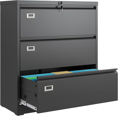 3 Drawer File Cabinet with Lock, Fully Assembled Except Casters