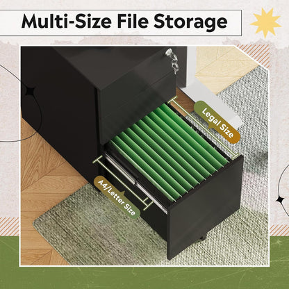 3 Drawer File Cabinet with Lock, Fully Assembled Except Casters