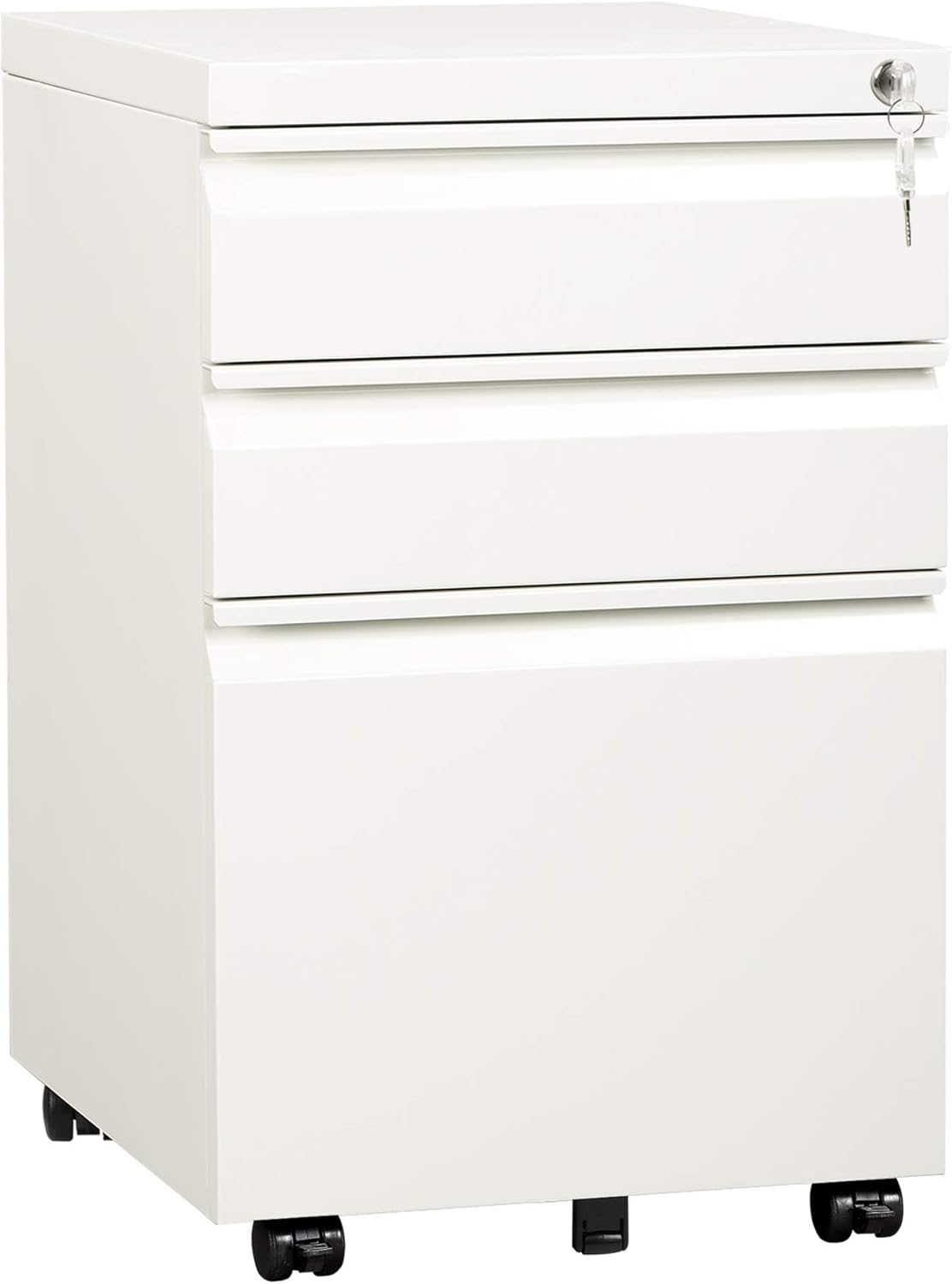3 Drawer File Cabinet with Lock, Fully Assembled Except Casters