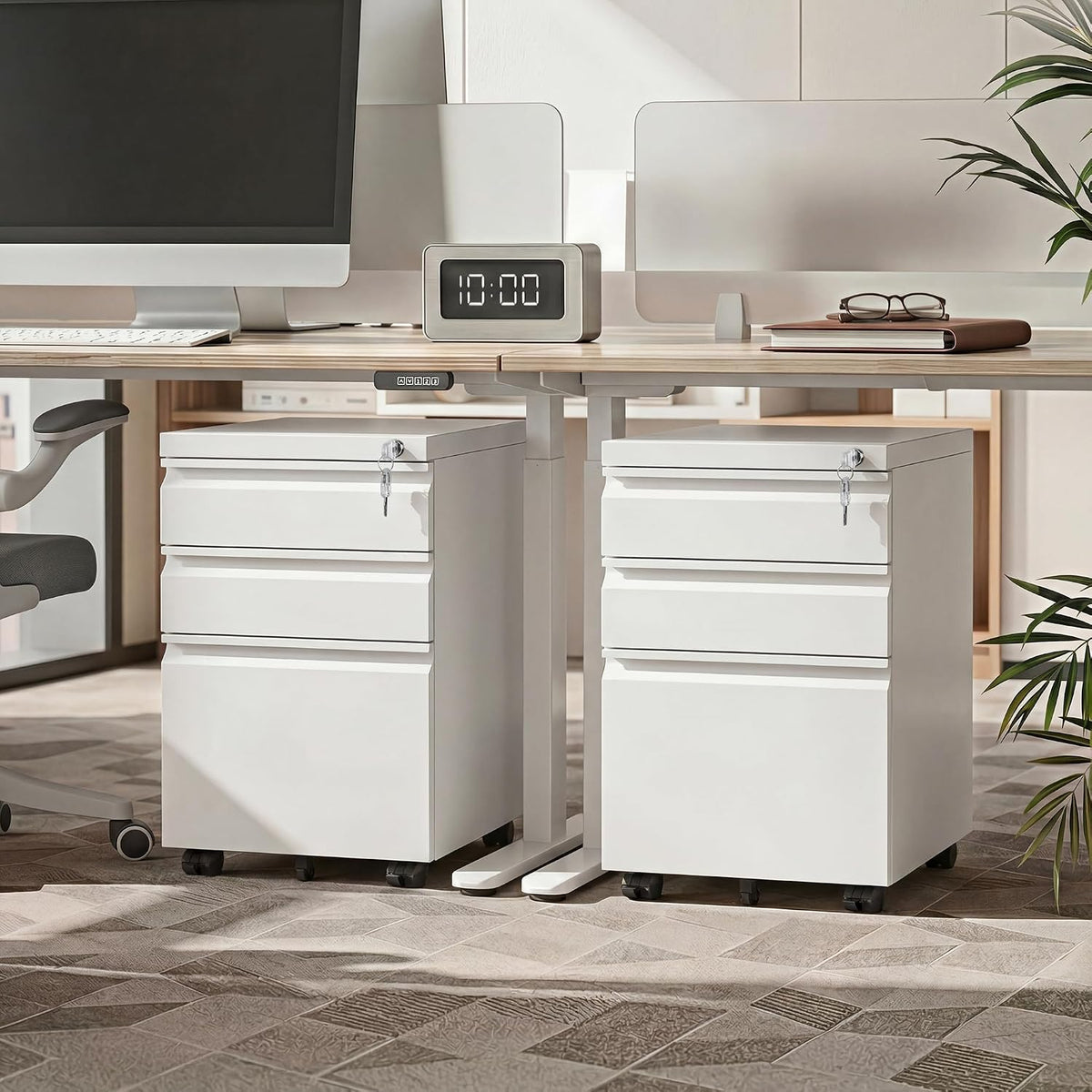3 Drawer File Cabinet with Lock, Fully Assembled Except Casters