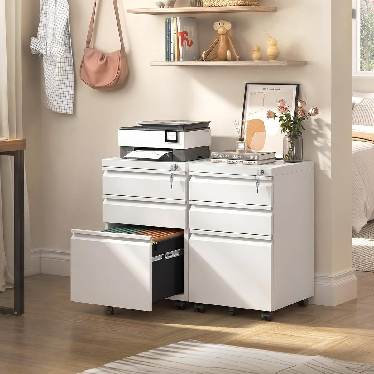 3 Drawer File Cabinet with Lock, Fully Assembled Except Casters